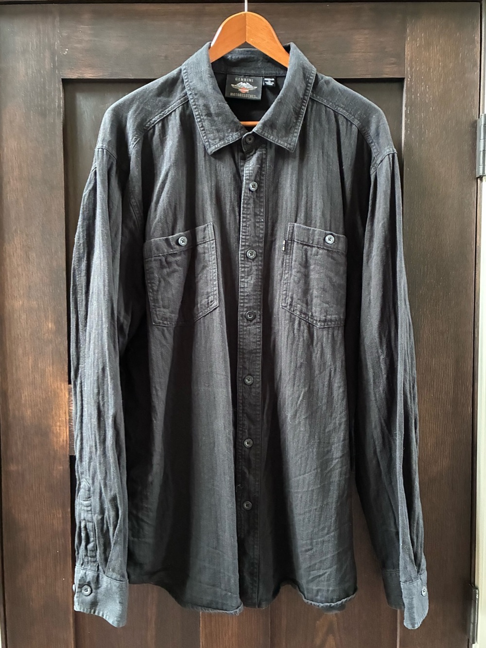 Harley Davidson Black Linen Button-Up Shirt size: XL
